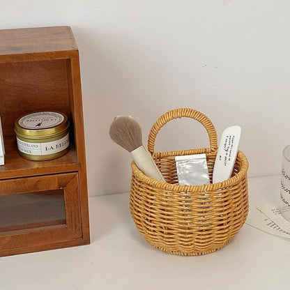 2 Pack Rattan Hanging Storage Baskets Wall Organizer for Kitchen Bathroom