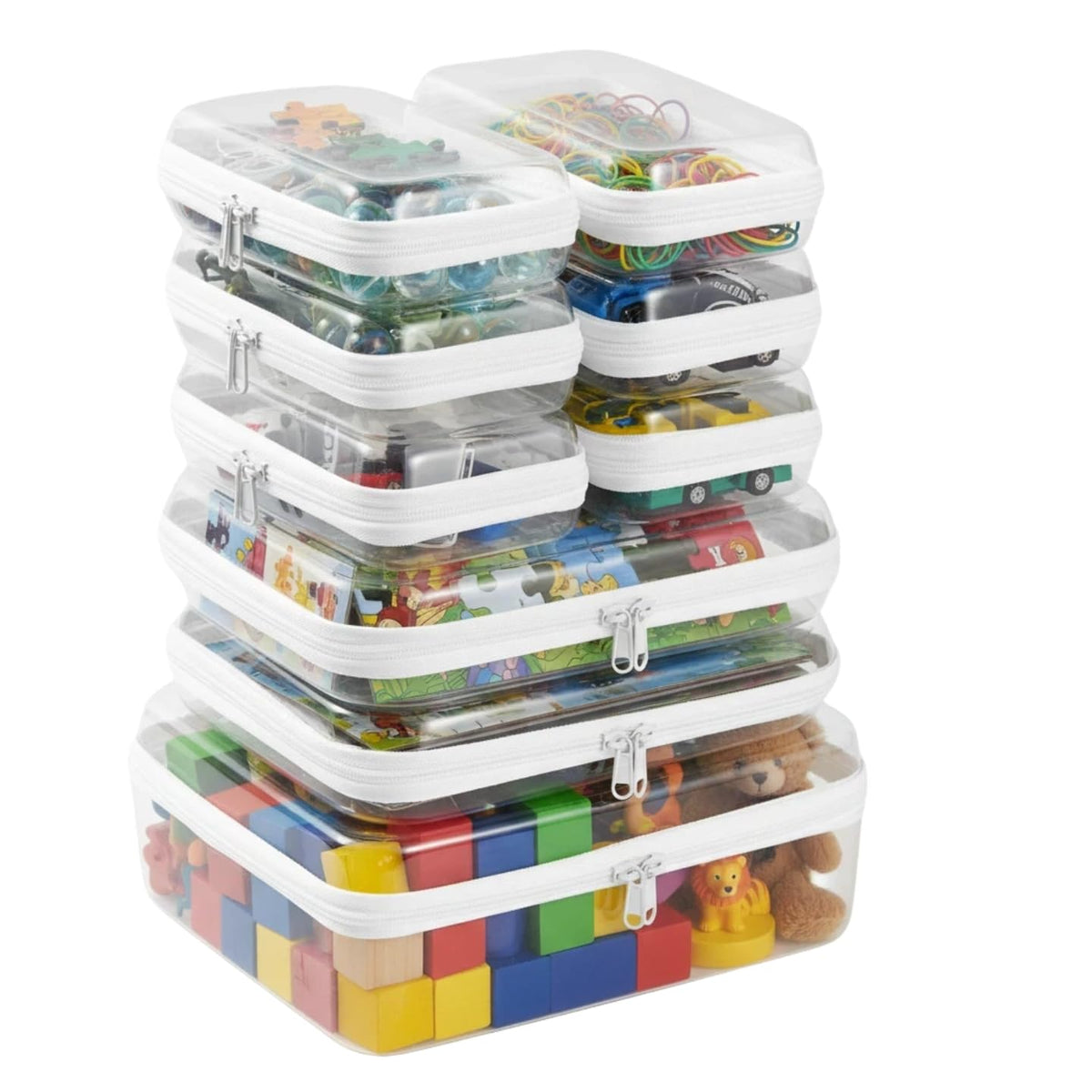 4 pcs Clear Zipper Pouches,Hard Shell Zipper Case