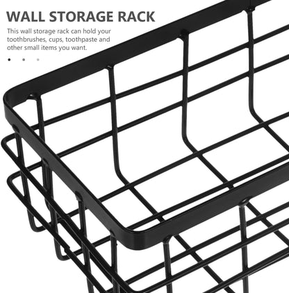 IMIKEYA Black Small Wire Storage Basket Wall Mounted