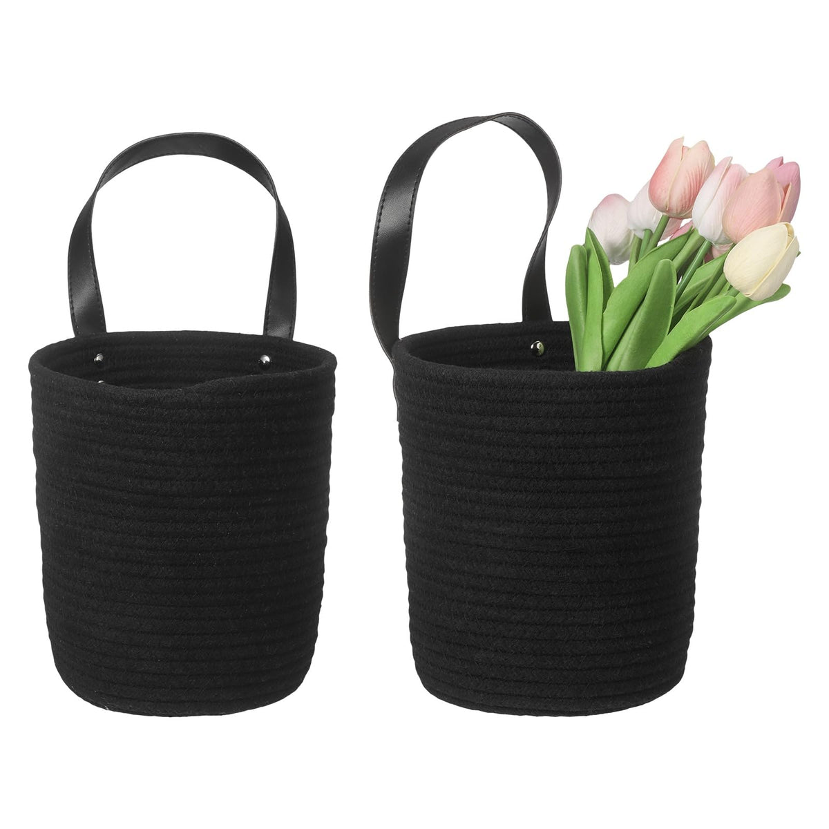 uxcell Small Wall Hanging Basket, Cotton Rope Hanging Basket