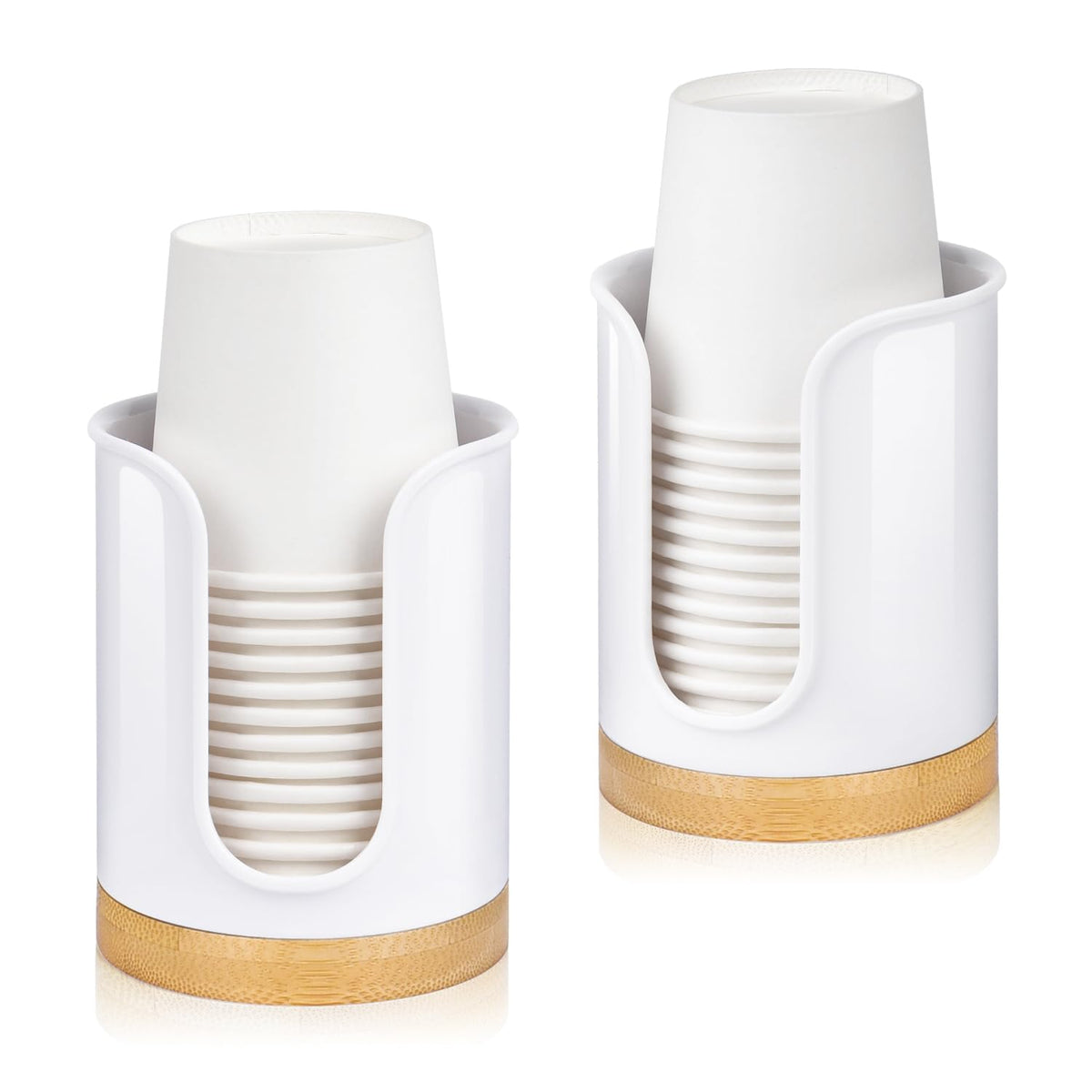 Bathroom Cup Dispenser - Small Cup Holder for Dixie 3 oz Bathroom Cups, Mouthwash Cups, 3 4 Ounce Cup Dispenser - PC/Bamboo, Black, Pack of 1