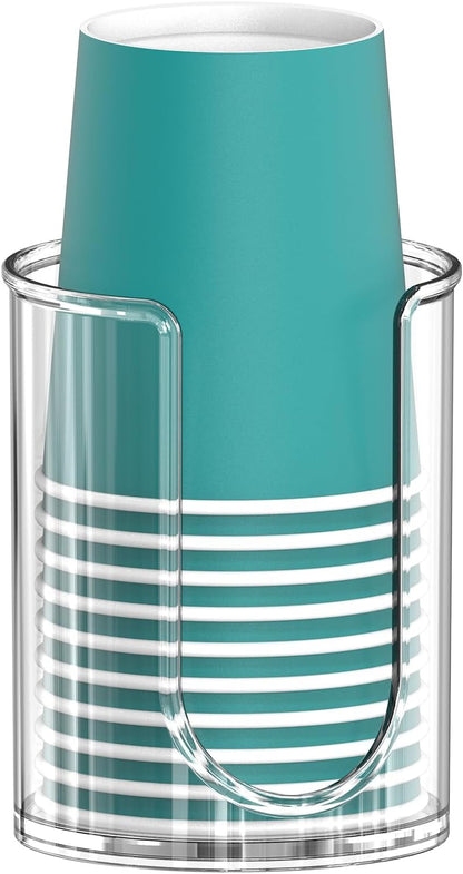 GeeRic Bathroom Cup Dispenser 3 oz, 1 Pack Small Disposable Paper Cups Holder for Bathroom, Countertop Mouthwash Cup Holder for Dixie and Paper Cups(Clear)