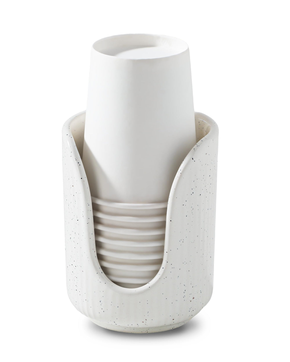 ABRUTY Bathroom Cup Dispenser, 3oz-4oz Ceramic Paper Cup Holder, Small Countertop Mouthwash Dixie Cups Accessories, for Vanity Countertops, Bathroom, Kitchen, and Dining Room