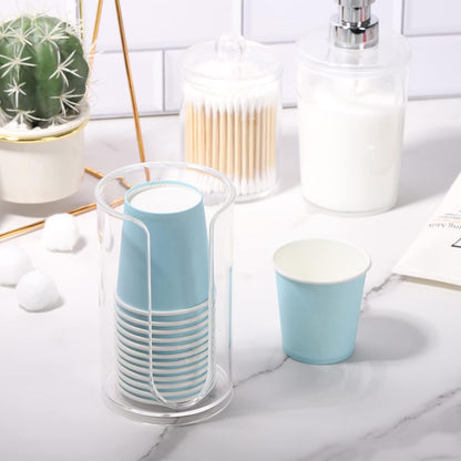 Bathroom Cup Dispenser, 3oz-5oz Small Disposable Paper Cups Holder Clear