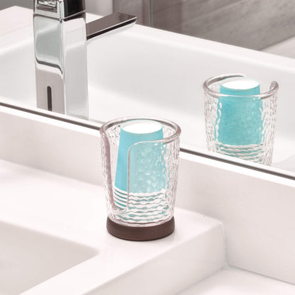 iDesign Rain Disposable Paper and Plastic Cup Dispenser Holder for Master, Guest, Kids' Bathroom Vanity and Countertops, 3.10" x 3.10" x 4", Clear and Bronze