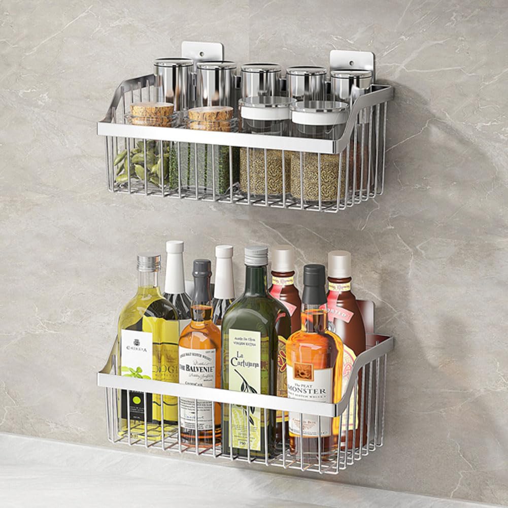 SUS304 Stainless Steel Hanging Storage Baskets Organizer Wall Mount, Metal Wire Storage Bin Rack for Kitchen Bathroom Shower Spice Shelf,L 9.84 Inch