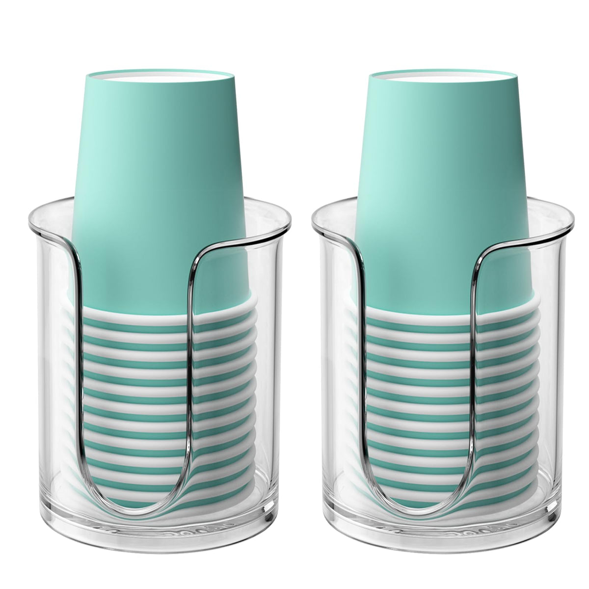 Bathroom Cup Dispenser,Small Disposable Paper Cup Holder,Compact Mouthwash Cups Holder PC Cup Dispenser for Bathroom Vanity Countertop (2 Pack)
