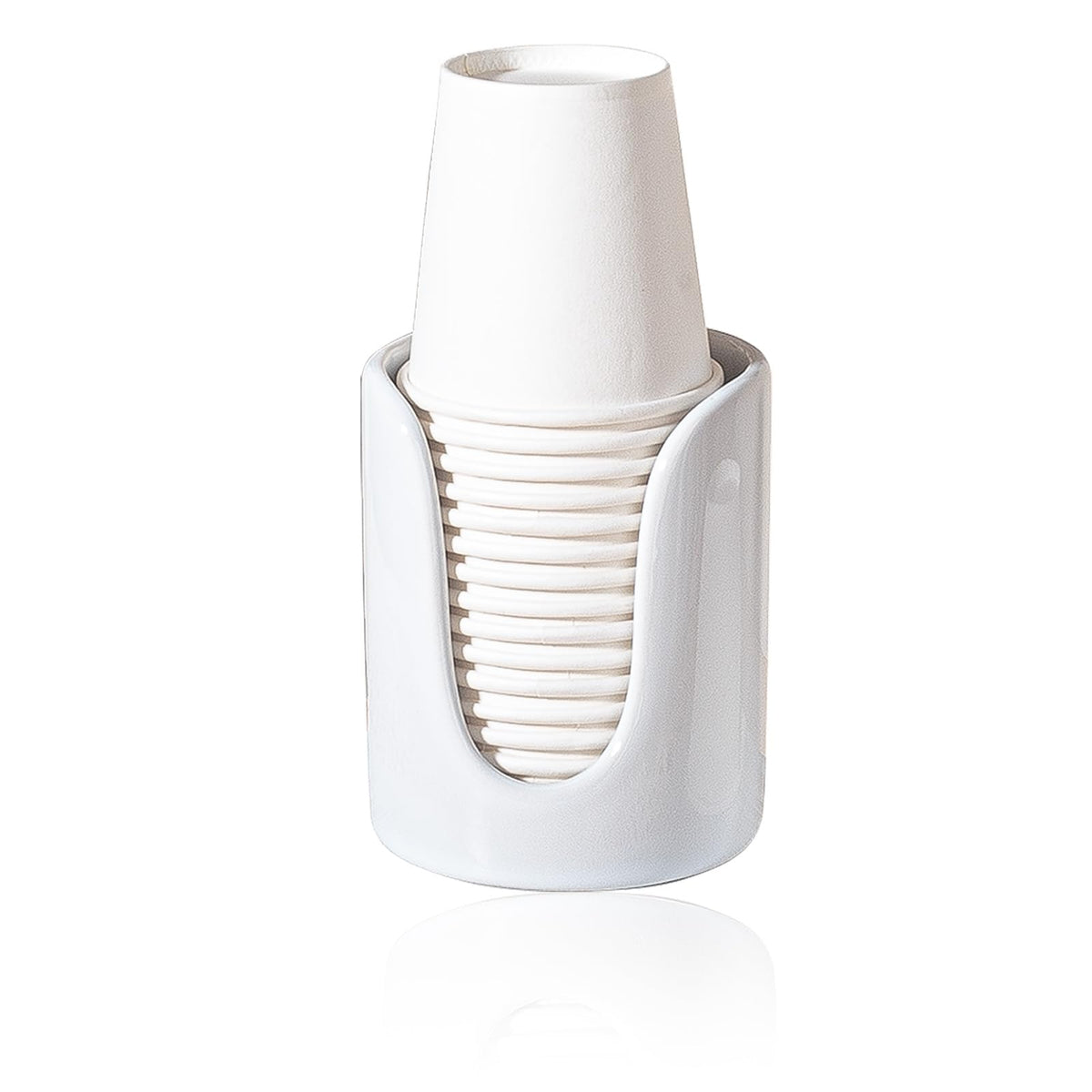 Bathroom Cup Dispenser Small Cup Holder for Bathroom, Ceramic Mouthwash Cups 3 4 oz Cup Dispenser Accessories, 1 Pack, White