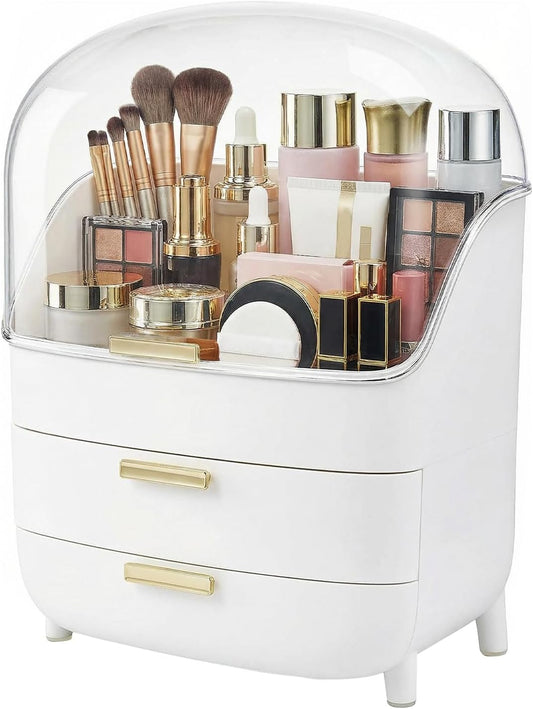 novelinks 3-Tier Skincare Makeup Organizer with Drawers, Dustproof Lid