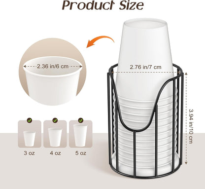 Luxspire Cup Dispenser, Stainless Steel for 3-5oz Dixie Cups, Black