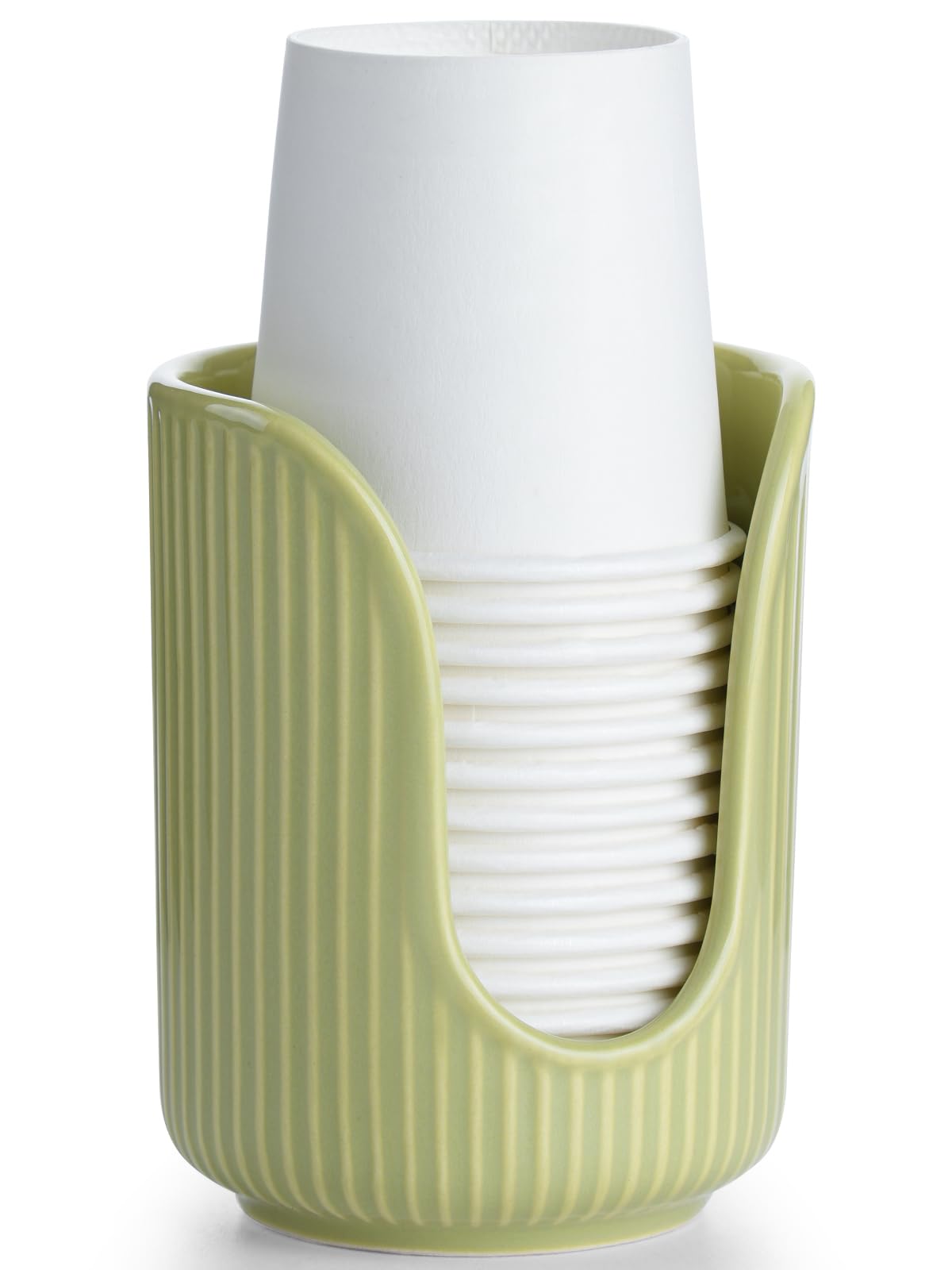 ABRUTY Bathroom Cup Dispenser, 3oz-4oz Ceramic Paper Cup Holder, Small Countertop Mouthwash Dixie Cups Accessories, for Vanity Countertops, Bathroom, Kitchen, and Dining Room