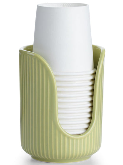 ABRUTY Bathroom Cup Dispenser, 3oz-4oz Ceramic Paper Cup Holder, Small Countertop Mouthwash Dixie Cups Accessories, for Vanity Countertops, Bathroom, Kitchen, and Dining Room
