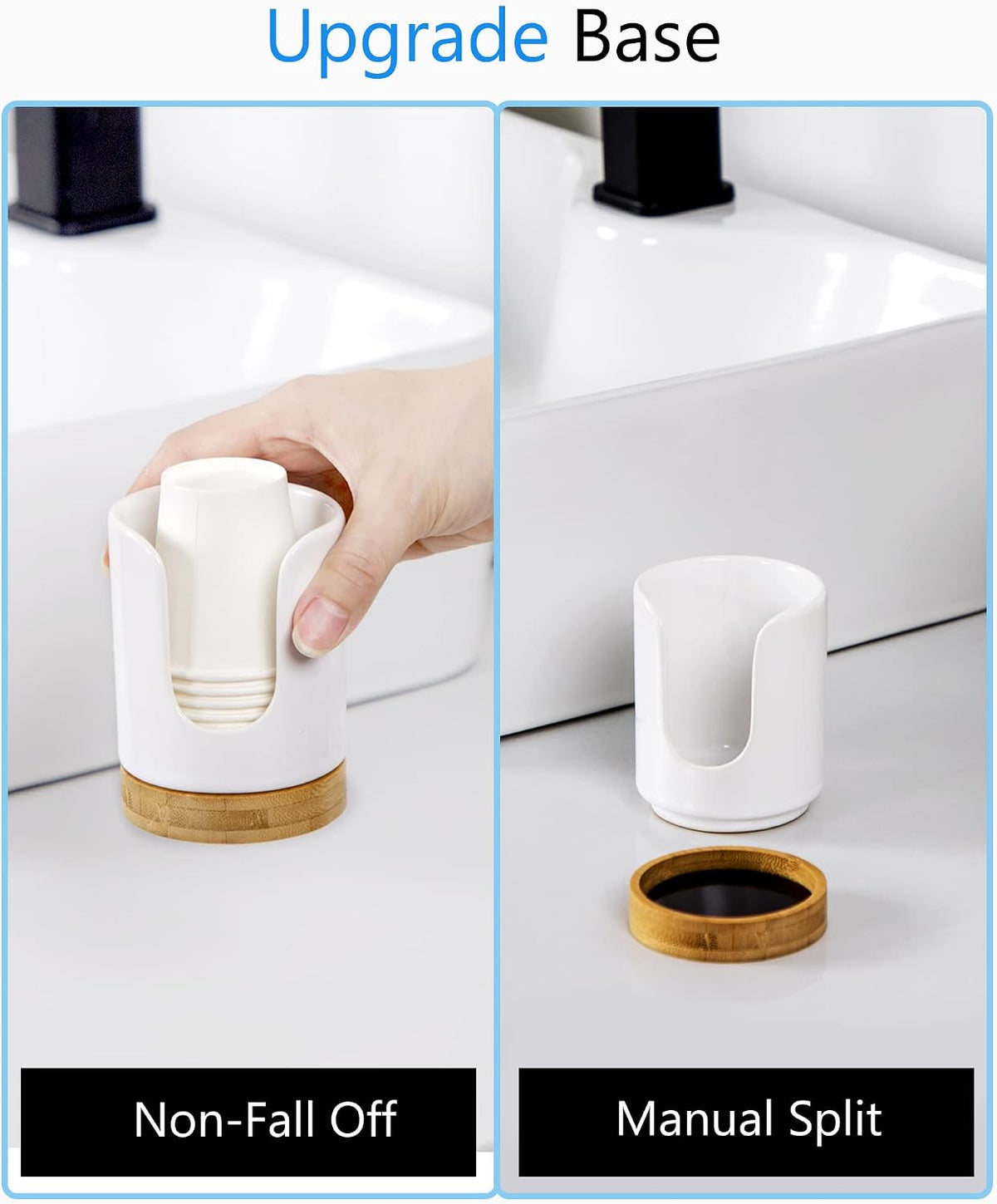 Ceramic Bathroom Cup Holder, 3 oz Dispenser, White