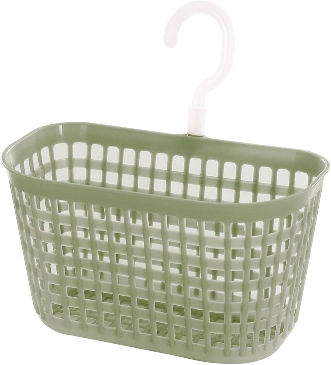 Wall-Mounted Bathroom Storage Basket with Hooks, Compact PP Plastic Shower Caddy for Toiletries and Vanity Organization (1 Pack)