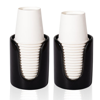 Bathroom Cup Dispenser Small Cup Holder for Bathroom, Ceramic Mouthwash Cups 3 4 oz Cup Dispenser Accessories, 1 Pack, White
