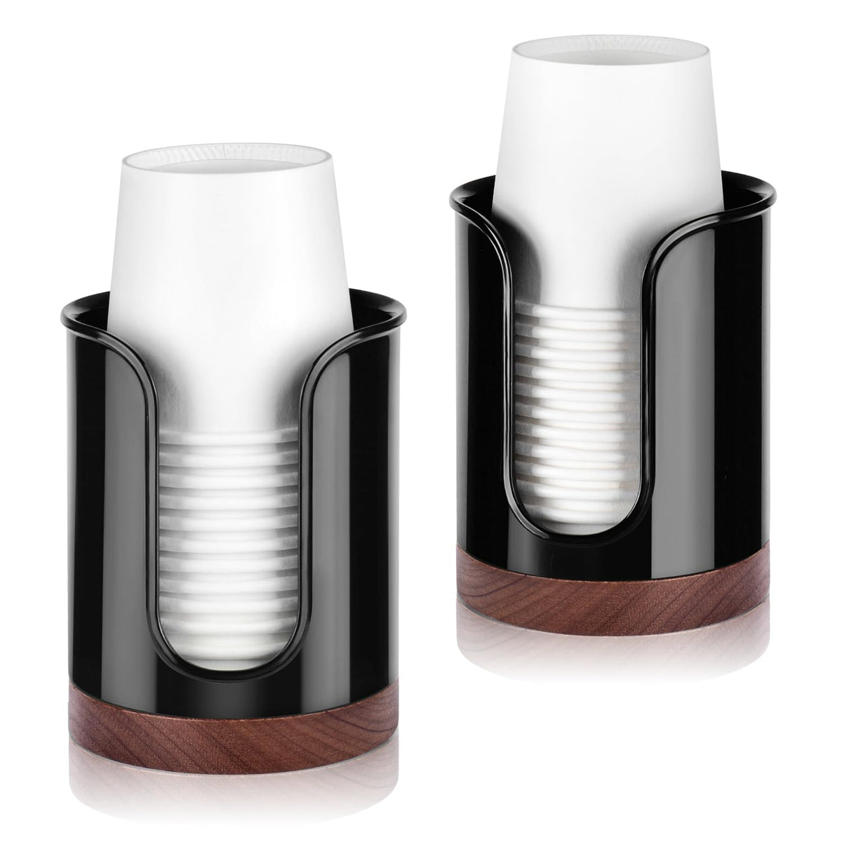Bathroom Cup Dispenser - Small Cup Holder for Dixie 3 oz Bathroom Cups, Mouthwash Cups, 3 4 Ounce Cup Dispenser - PC/Bamboo, Black, Pack of 1
