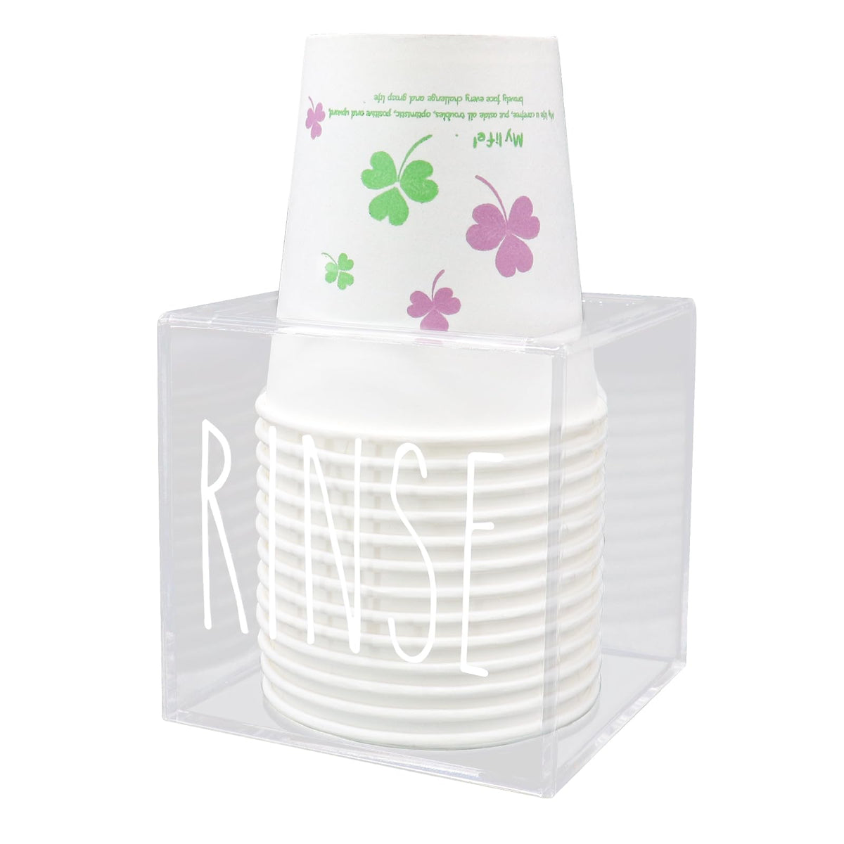 Dixie Acrylic Cup Dispenser and Holder, 3/5 oz White Paper Cup Rinse Organizer Caddy