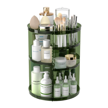 Rotating Makeup Organizer, DIY 8 Adjustable Layers Spinning Skincare Storage, Cosmetic Display Case with Brush Holder and Perfume Tray, Multi-Function Vanity Bathroom Countertop Organizer Clear