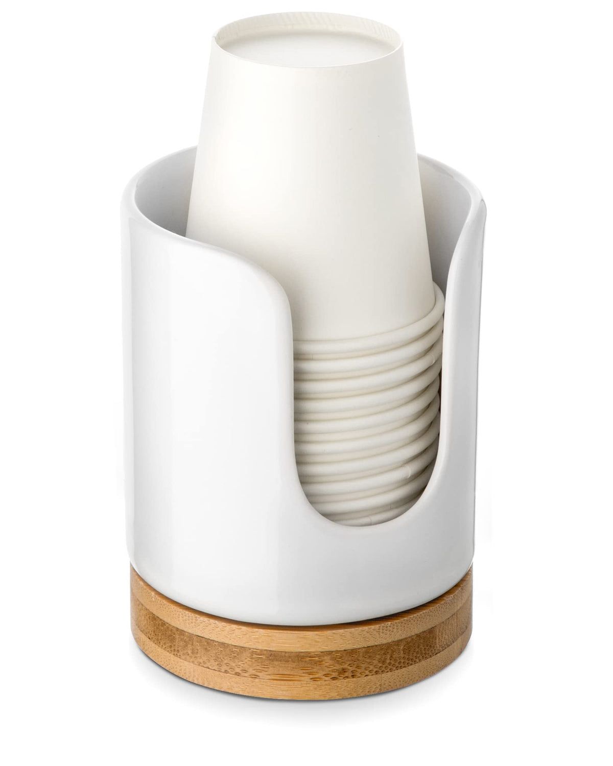 Ceramic Bathroom Cup Holder, 3 oz Dispenser, White