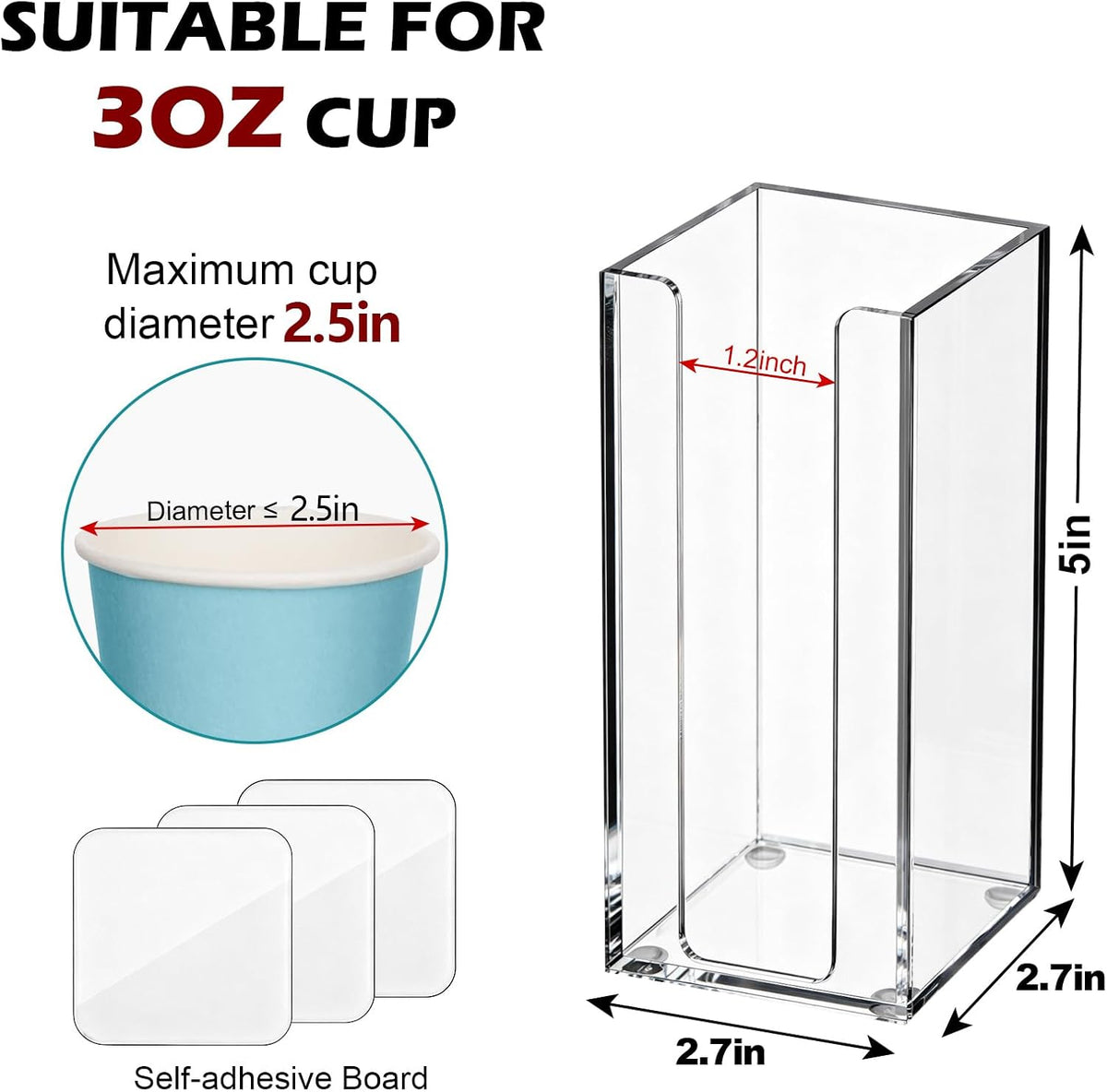 Bathroom Cup Dispenser, Wall Mount Cups Holder Fit 3oz Cups