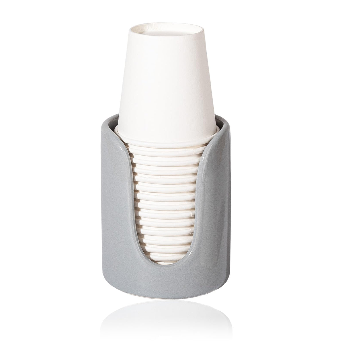 Bathroom Cup Dispenser Small Cup Holder for Bathroom, Ceramic Mouthwash Cups 3 4 oz Cup Dispenser Accessories, 1 Pack, White