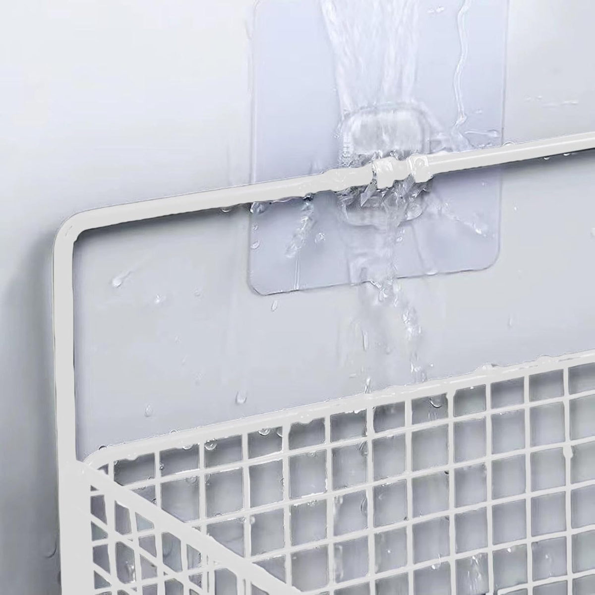 Metal Basket for Storage Sundries, Wall Basket with 2 Traceless Sticker, Kitchen Seasoning Storage Basket with Mesh Structure, Shower Toiletries Wall Mounted Basket for Bathroom, Storage Organizer