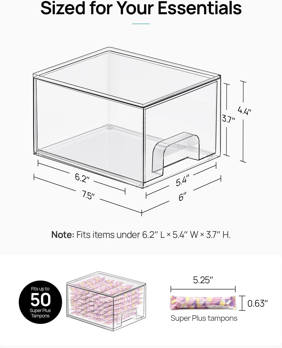 Vtopmart 2 Pack Small Clear Stackable Storage Drawers for Desk, Countertop