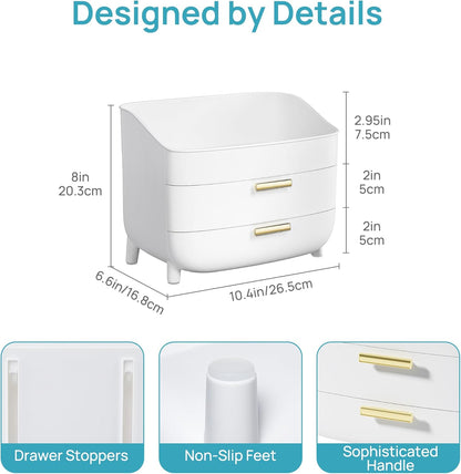 Vtopmart 3-Tier Skincare Makeup Organizer with Drawers, White