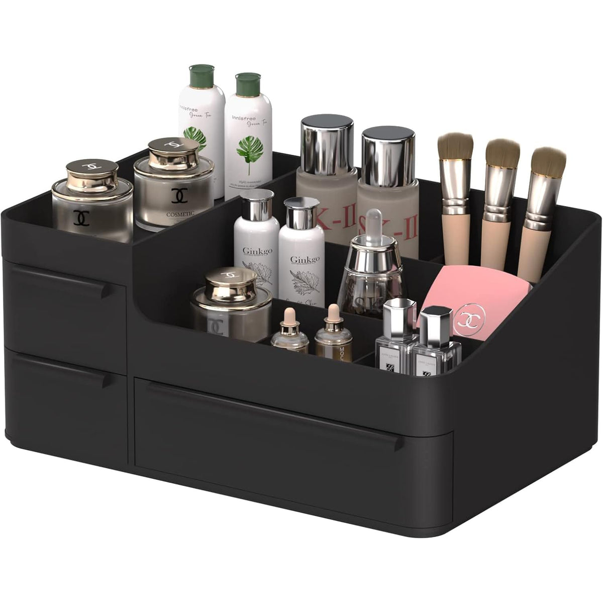 CHANCETSUI Makeup Organizer With Drawer For Vanity: Cosmetics Organizers Storage - Holder For Lipstick Nail Polish Eyeshadow Brush
