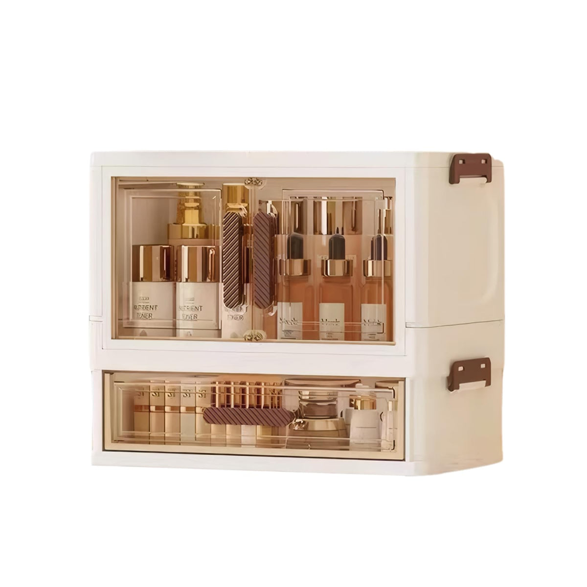 Makeup Organizer with Drawers & Compartments, Modular Stackable Cosmetic Skincare & Jewelry Storage Box, Vanity Organizer with Magnetic Closure for Bathroom, Office, Dorm