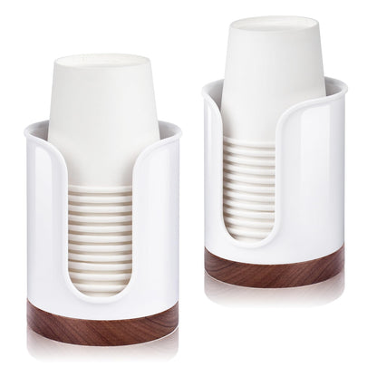 Bathroom Cup Dispenser - Small Cup Holder for Dixie 3 oz Bathroom Cups, Mouthwash Cups, 3 4 Ounce Cup Dispenser - PC/Bamboo, White, Pack of 1