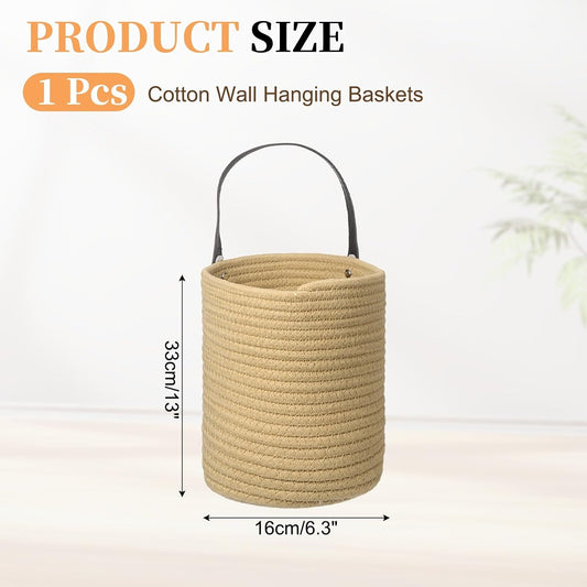 uxcell Small Wall Hanging Basket, Cotton Rope Hanging Basket