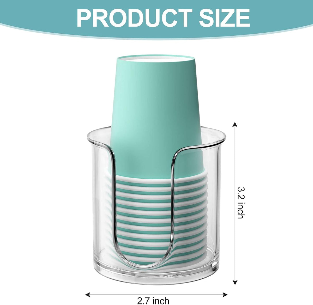 Bathroom Cup Dispenser,Small Disposable Paper Cup Holder,Compact Mouthwash Cups Holder PC Cup Dispenser for Bathroom Vanity Countertop (2 Pack)