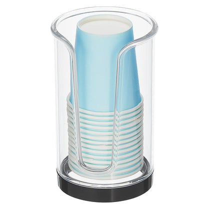 mDesign Plastic Small Compact Disposable Paper Cup Dispenser, Mouthwash Rinsing Cups Storage Holder for Bathroom Vanity Countertops, Makeup Table, Powder Room, Lumiere Collection, Clear/Brushed Chrome