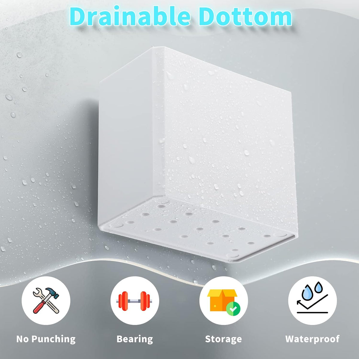 Suclain 2 Pcs Wall Mounted Organizer Floating Shelf Wall Bin, White