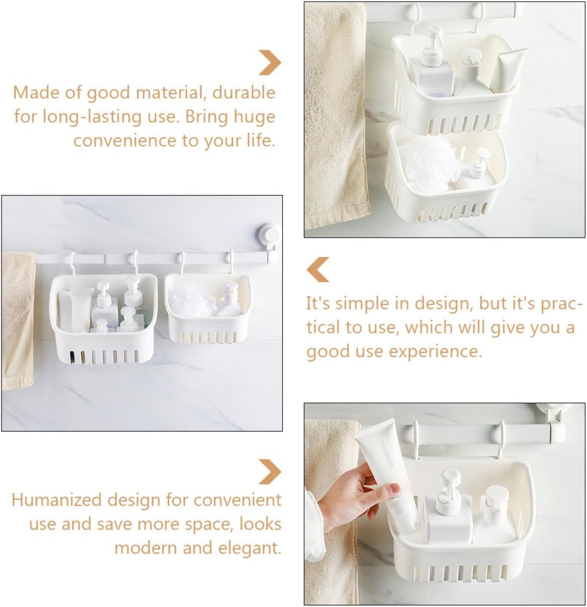 Hanging Shower Basket Wall-mounted Bathroom Organizer Multi-function Toiletry Storage Basket for Home Bath Supply Small Size