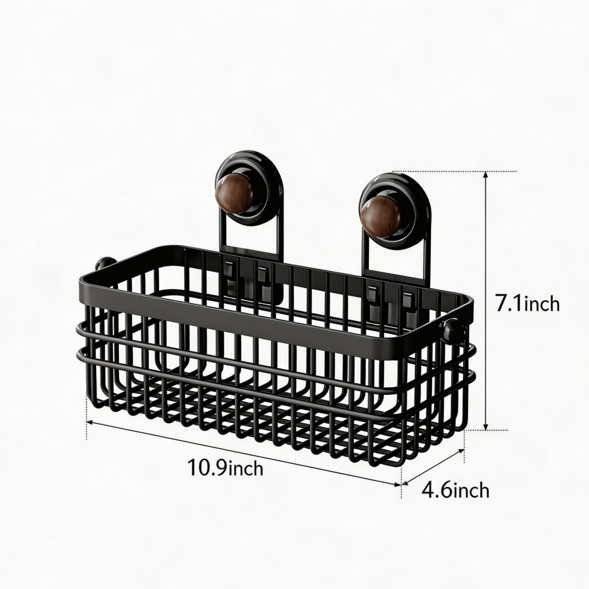Drill-Free Wall Mount Storage Basket, 11"x4.6"x3.9" Adhesive Mount Organizer for Kitchen & Bathroom, Waterproof Cotton Facial Tissue Holder for Counter (Black)
