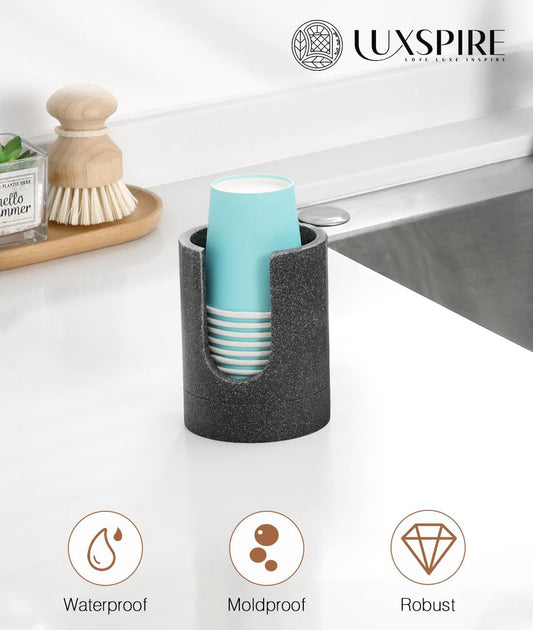 Luxspire Cup Dispenser, Gray Resin Holder for 3oz Dixie Cups