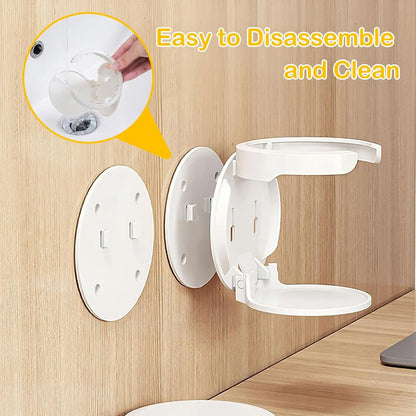 4-Pack Collapsible ABS Water Bottle Organiser Racks, Space-Saving Wall-Mounted Cup Holder with Folding-Detachable Design, Stable Durable Bathroom Gadget for Coffee/Shower Cups (Paste/Drill Installation)