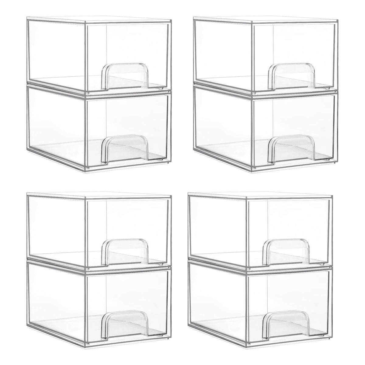 Vtopmart 2 Pack Small Clear Stackable Storage Drawers for Desk, Countertop