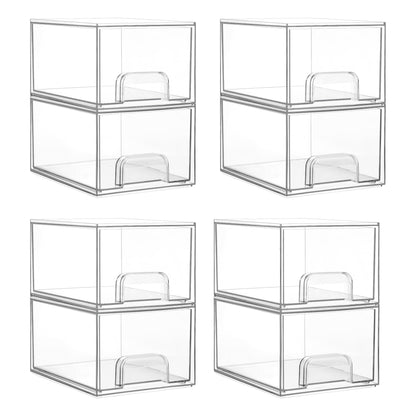 Vtopmart Clear Stackable Storage Drawers, 2 Pack Wide Plastic Organizers