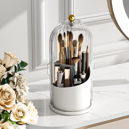 GAXmi Makeup Brush Holder with Lid Rotating Cosmetic Organizer, All Green
