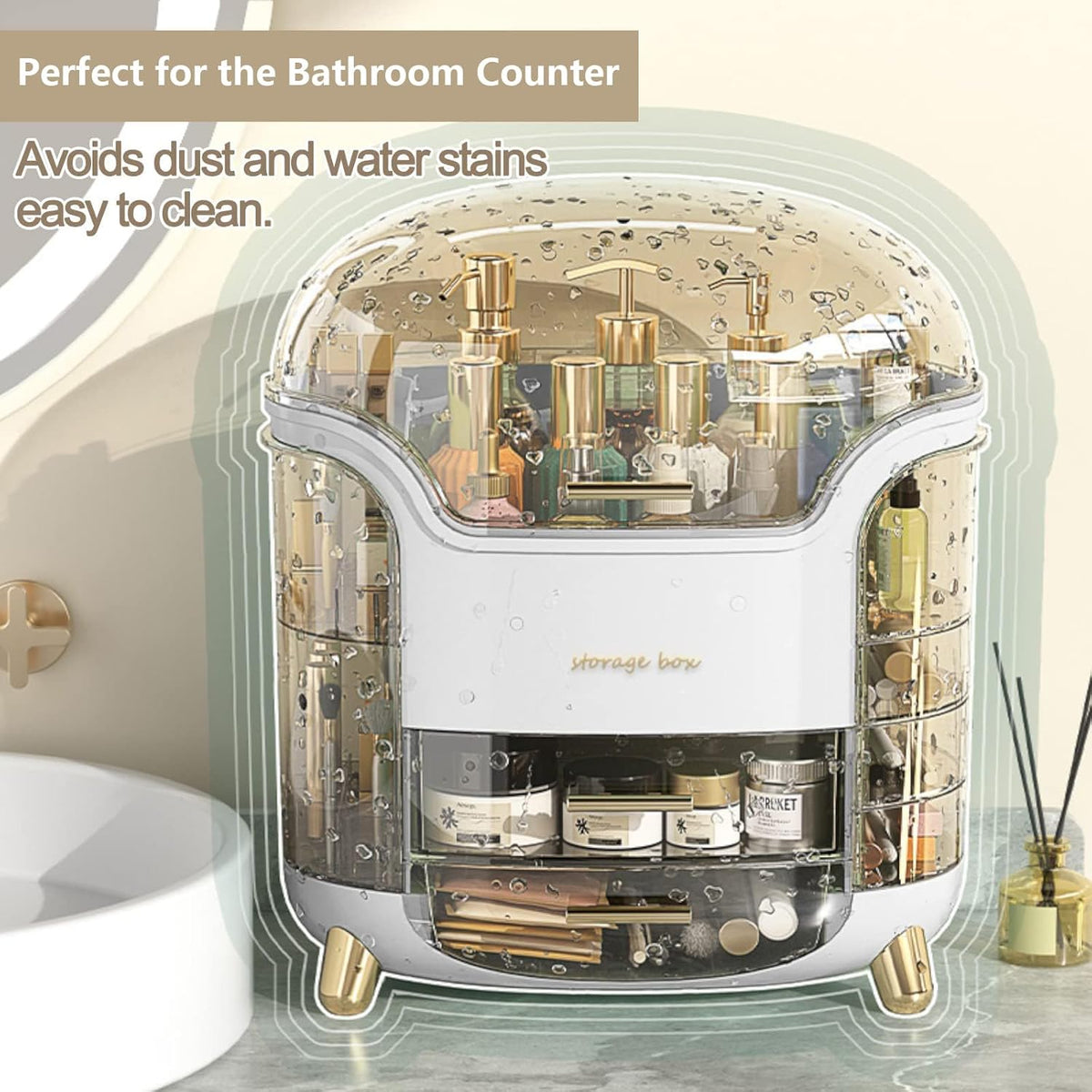 Omeily Makeup Organizer Countertop Vanity Cosmetic Skincares Organizer