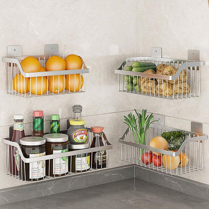 SUS304 Stainless Steel Hanging Storage Baskets Organizer Wall Mount, Metal Wire Storage Bin Rack for Kitchen Bathroom Shower Spice Shelf,L 9.84 Inch
