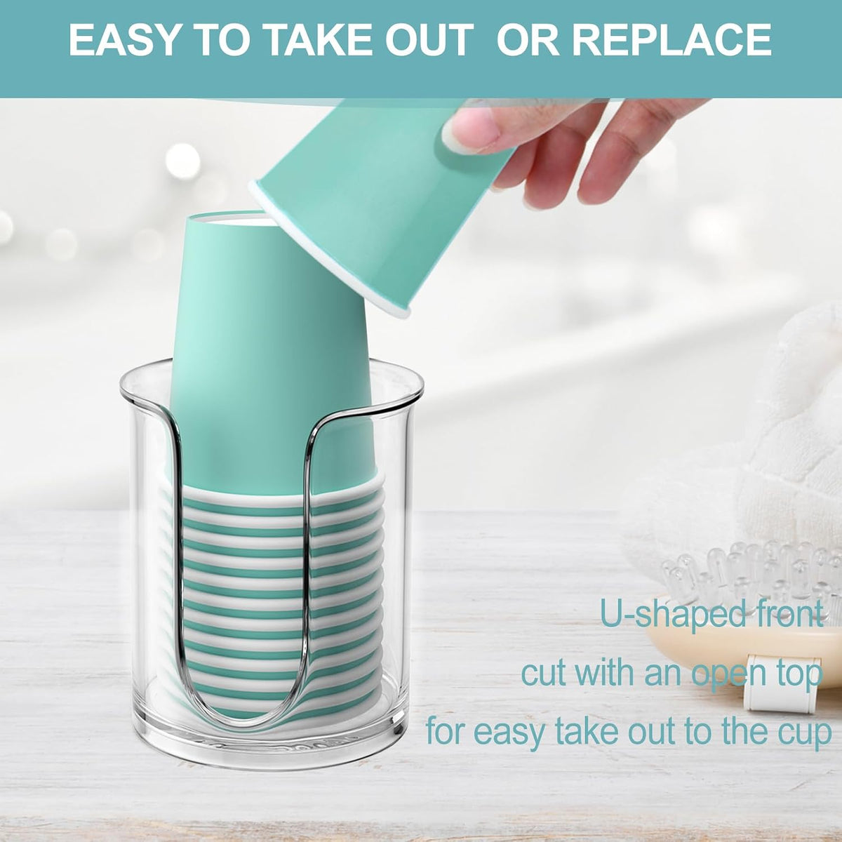 Bathroom Cup Dispenser 5 oz Countertop,2 Pack Mouthwash Cup Holder for Bathroom,PC Small Disposable Cup Holder for 5oz Paper Cups and Mouthwash Cups