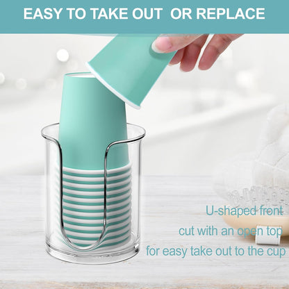 Bathroom Cup Dispenser 5 oz Countertop,2 Pack Mouthwash Cup Holder for Bathroom,PC Small Disposable Cup Holder for 5oz Paper Cups and Mouthwash Cups