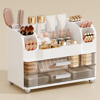 UFORU Makeup Organizer Countertop with 2 Large Drawers for Vanity Bathroom