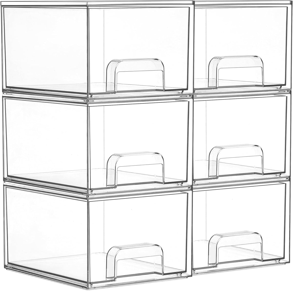 Vtopmart 6 Pack Small Clear Stackable Storage Drawers for Desk, Countertop