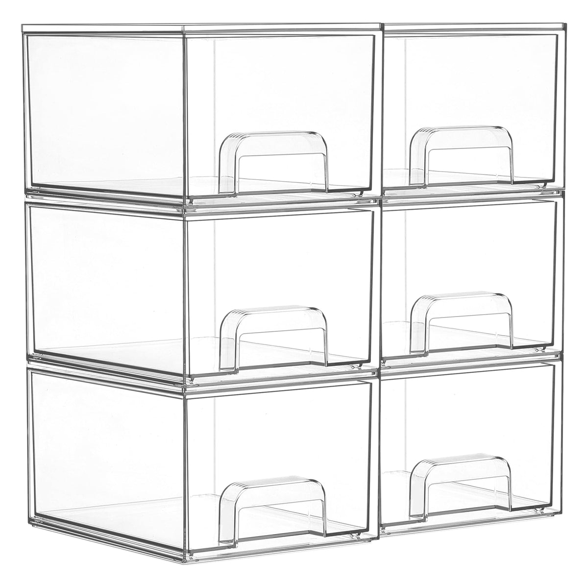 Vtopmart 6 Pack Small Clear Stackable Storage Drawers for Desk, Countertop
