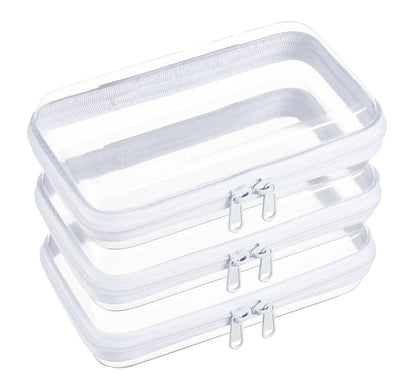 4 pcs Clear Zipper Pouches,Hard Shell Zipper Case